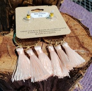 Artisan Jewelry - Pink Thread Tassel Double Round Earrings Artisan Jewelry - Pink Thread Tassel Double Round Earrings